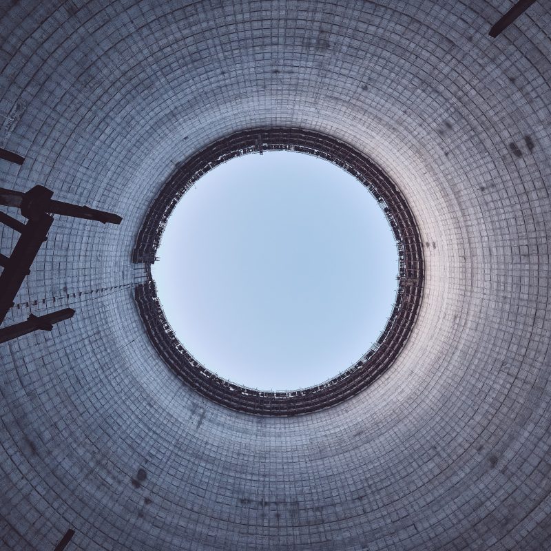 view up and out of large chimney