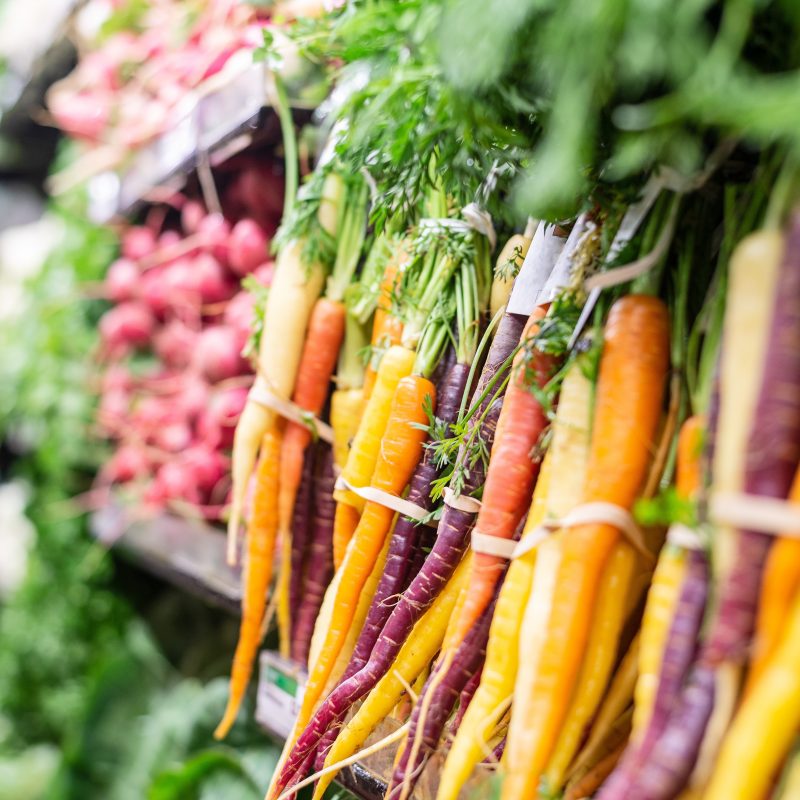 organic carrots and produce