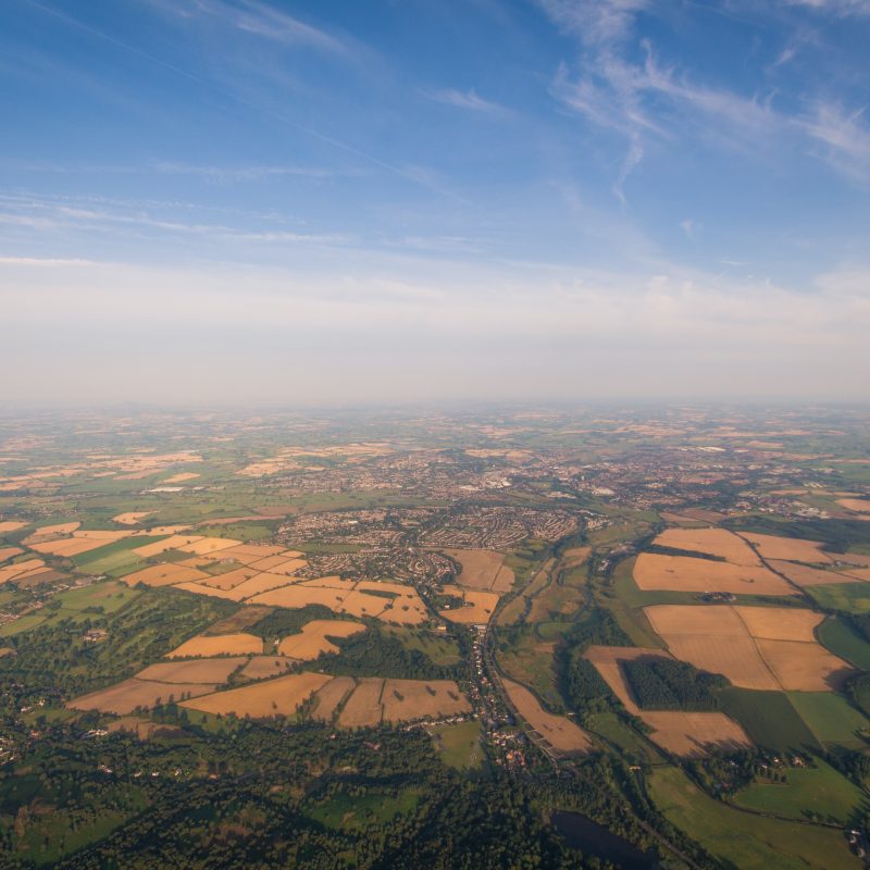 birds eye view over england